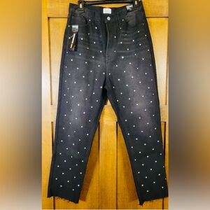 Simple society size 5/27 NWOT rhinestone jeans light distress at bottom